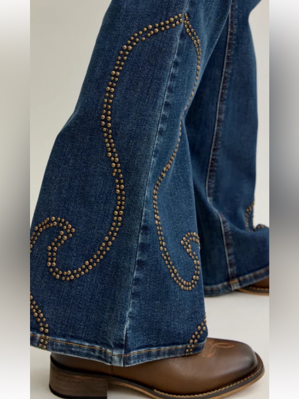 Judy Blue Dark Blue Flare Jeans with Swirl Stud Detail - Picture 14 of 15